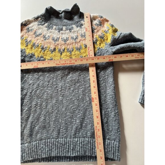 LL Bean blue pink fair isle rollneck slub sweater M preppy classic collegiate - Picture 6 of 10